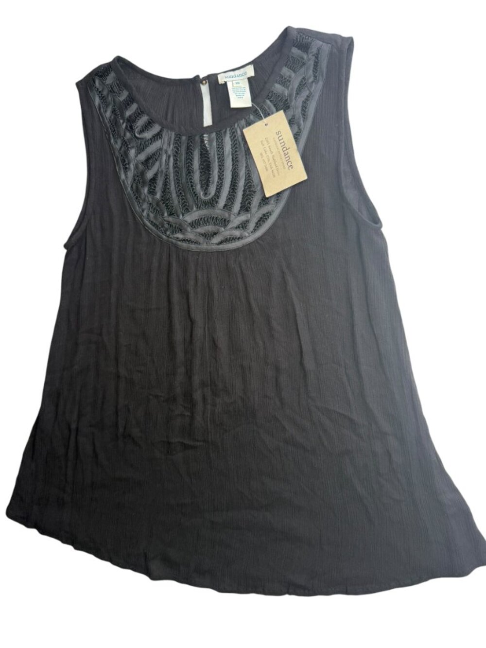New NWT SUNDANCE Elegance Tank Sleeveless Blouse. Black. Size women's XS. Lace